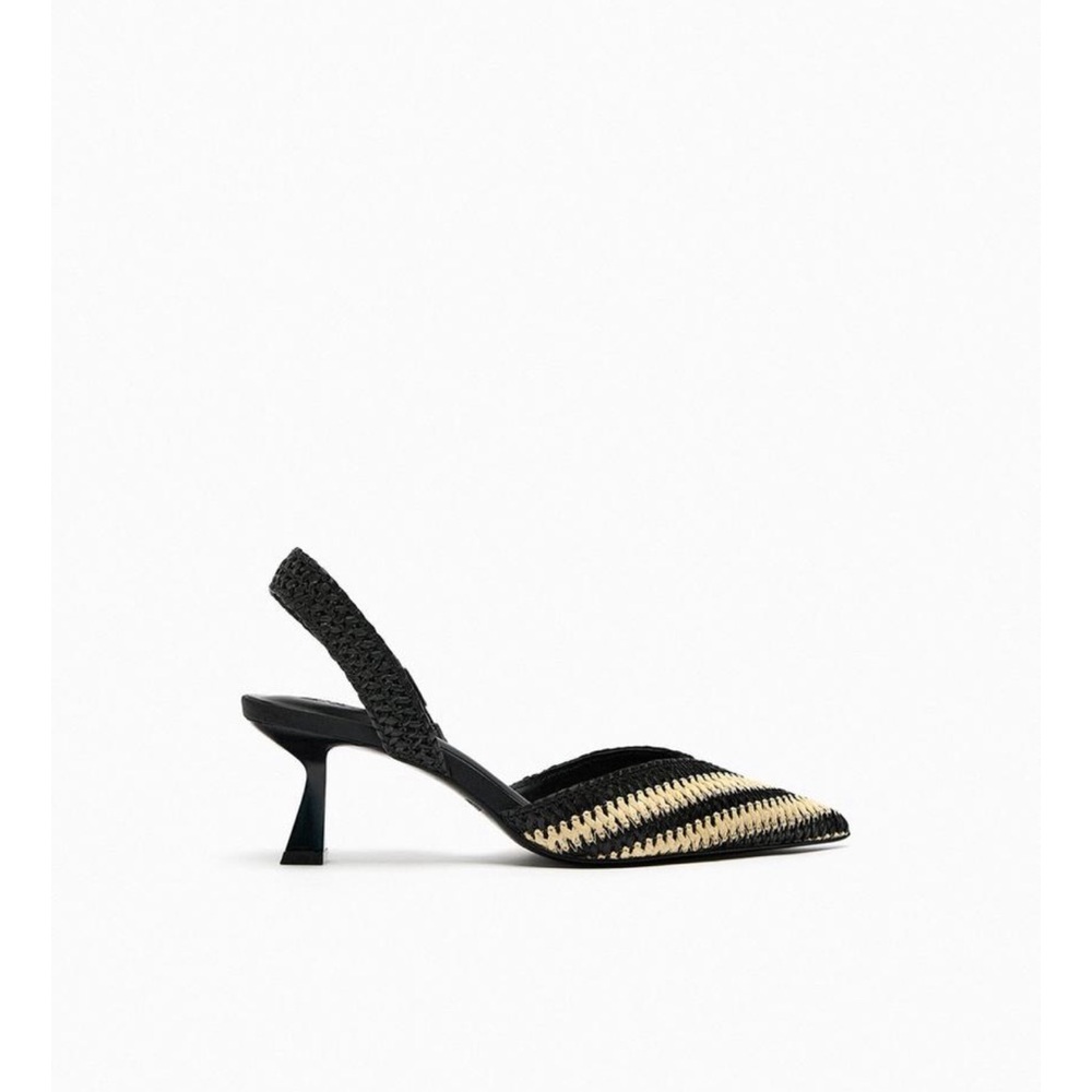 NWT Zara Kitten Heel Slingback Shoes